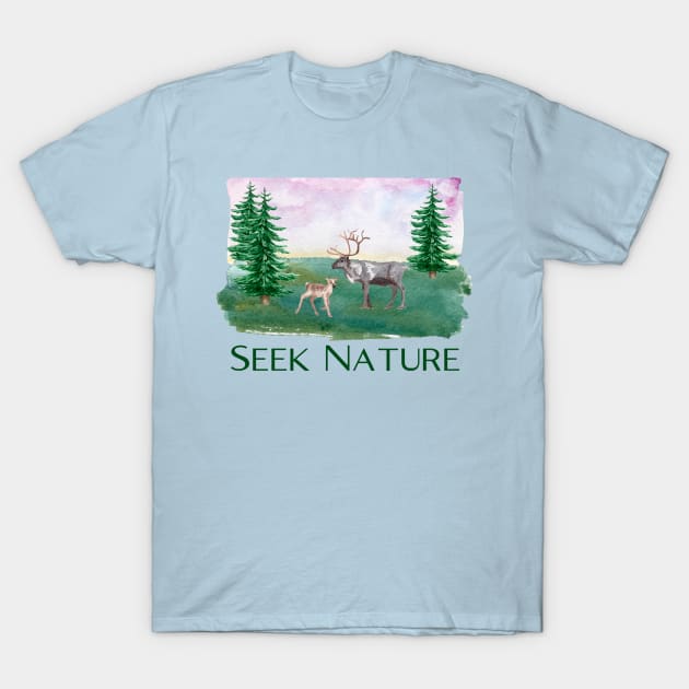 Hiking Gift Hiker Design Seek Nature Deer Elk AT shirt T-Shirt by InnerMagic